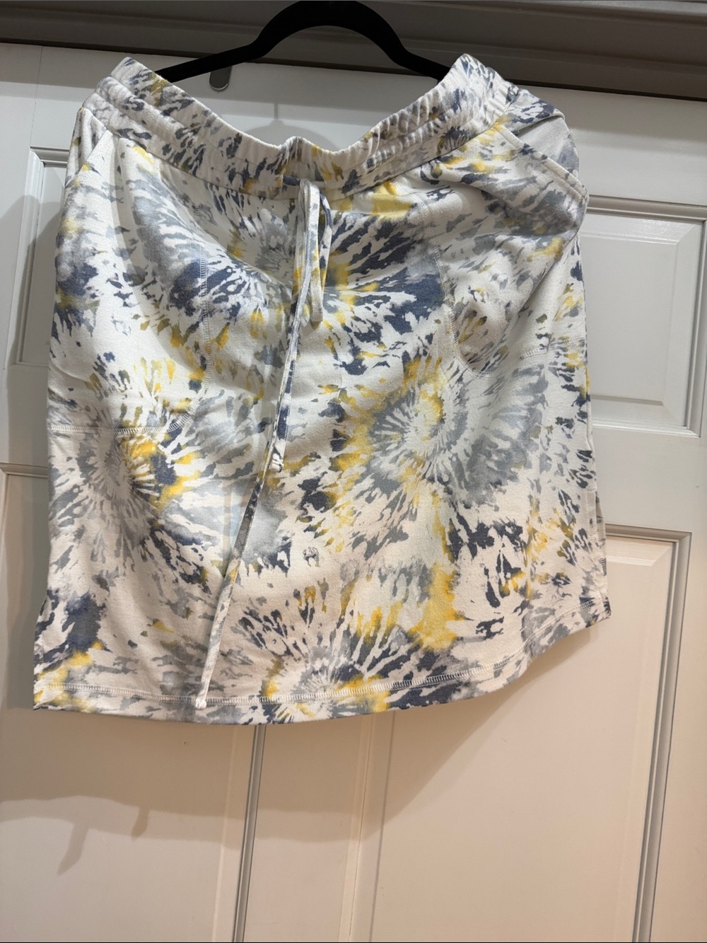 Cato White Mini Skirt with Gray & Yellow Tie-Dye